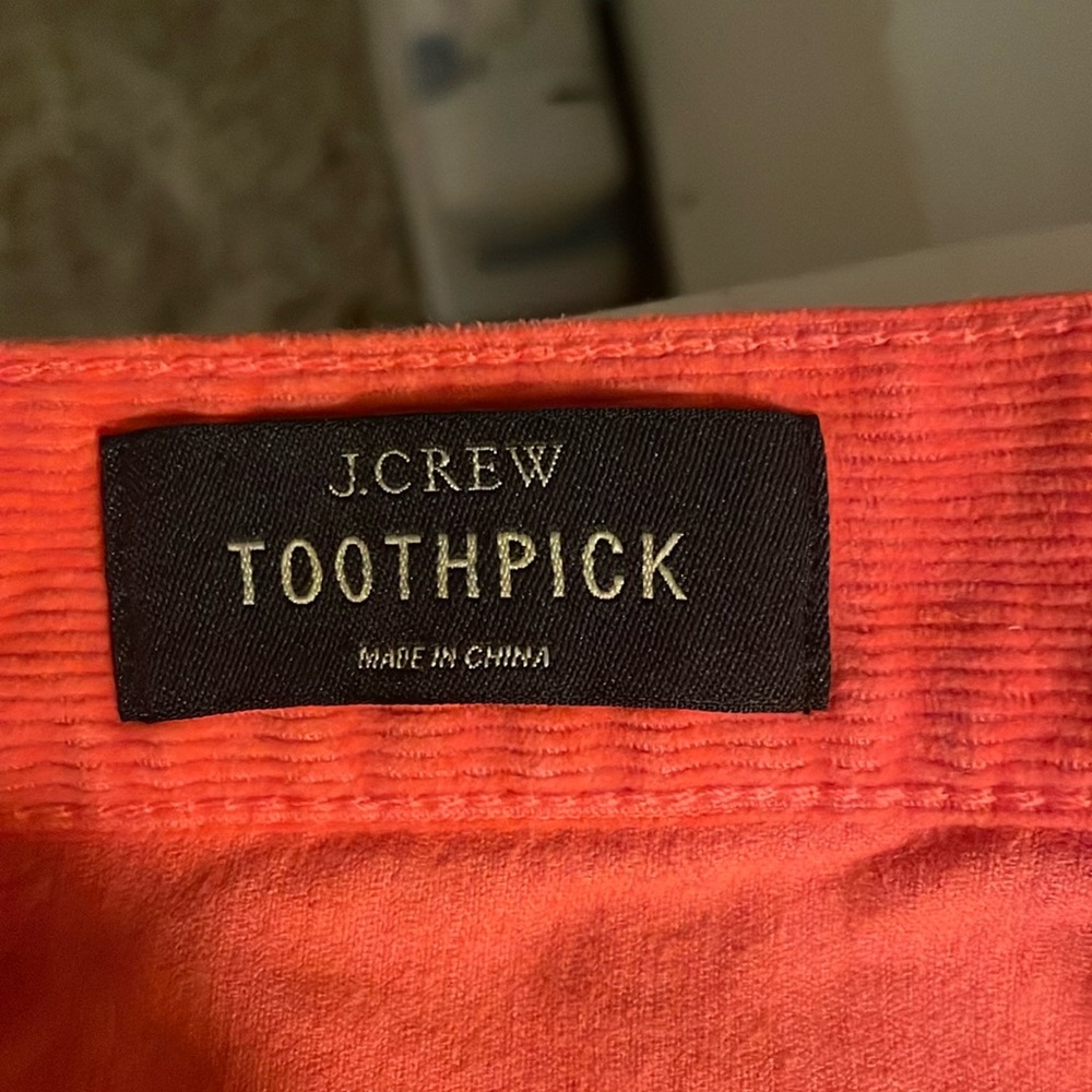 Orange corduroy j crew toothpick size 24